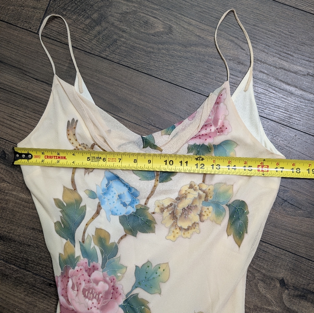 SOLD Sue Wong Cream Asymmetrical Floral Dress Size 14 - Picture 5 of 7